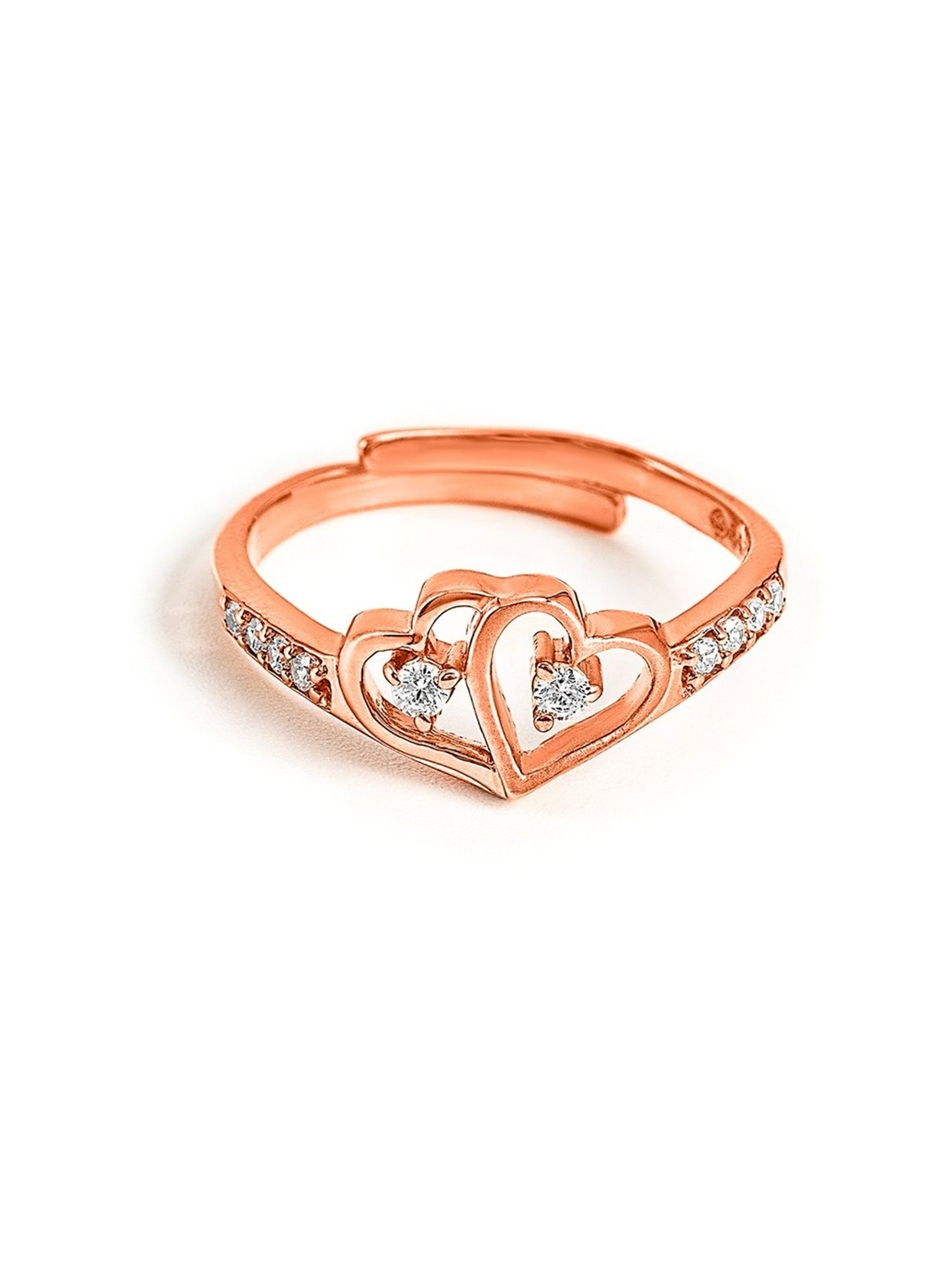Silberry 92.5 Sterling Silver Connected Heart Rose Gold