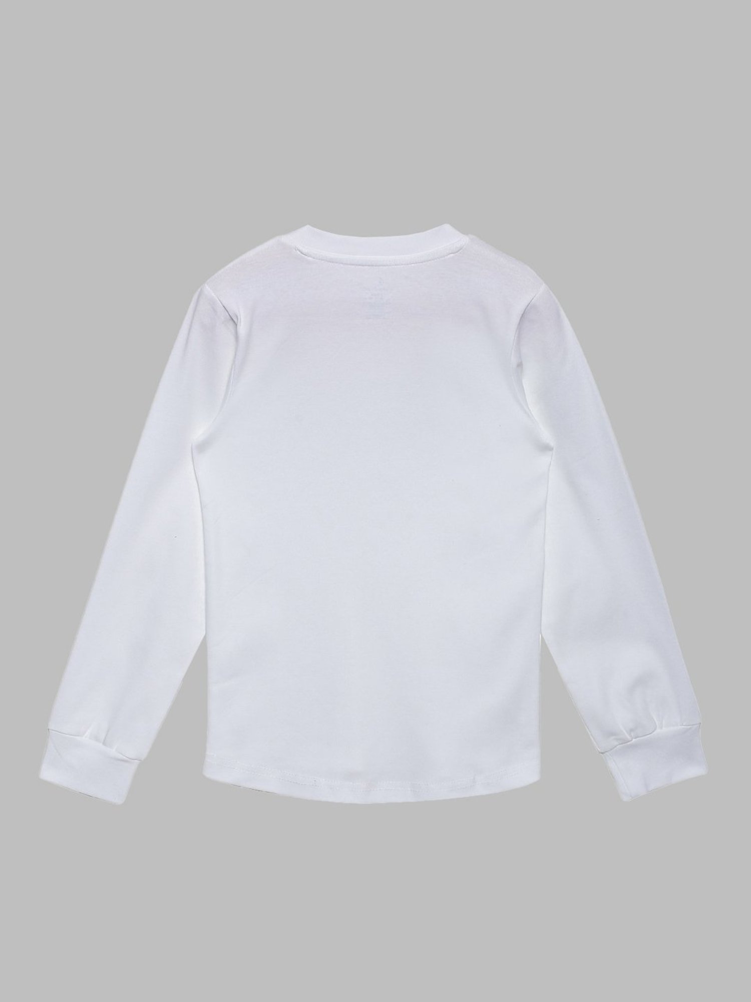 Kiddopanti Kids White Solid Full Sleeves T-Shirt