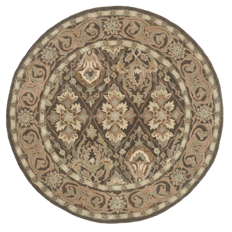 Brown/Beige Leaf Tufted Round Area Rug 6' - Safavieh