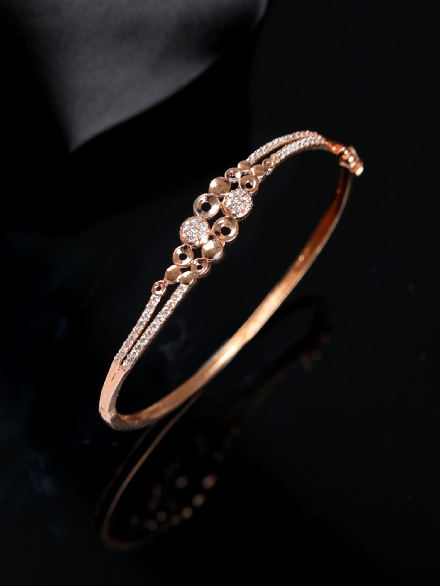 Aatmana Rose Gold-Plated American Diamond Studded Round Shaped Elegant & Sleek Bracelet