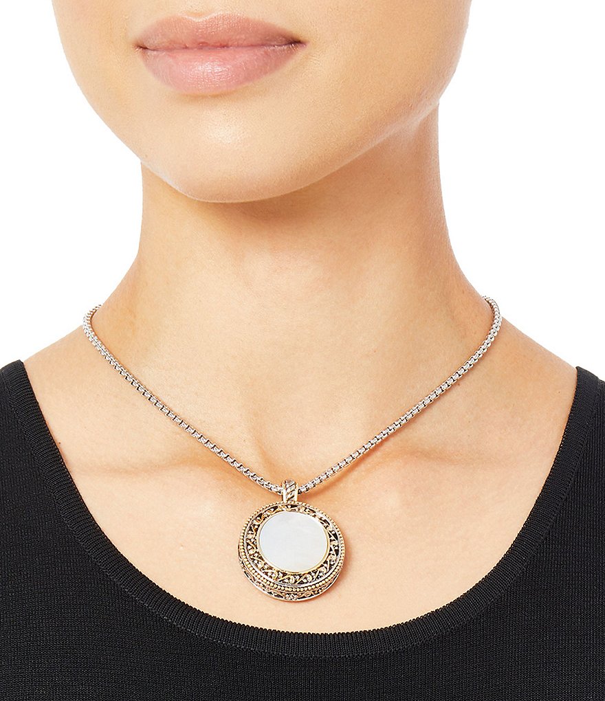 Ming Wang Two-Tone Mother-of-Pearl Disc Necklace