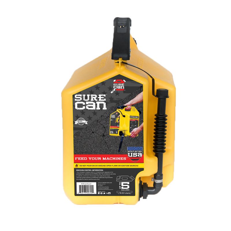SureCan 5 Gallon 19 Liter Self Venting Diesel Fuel Can w/ Rotating Spout, Yellow