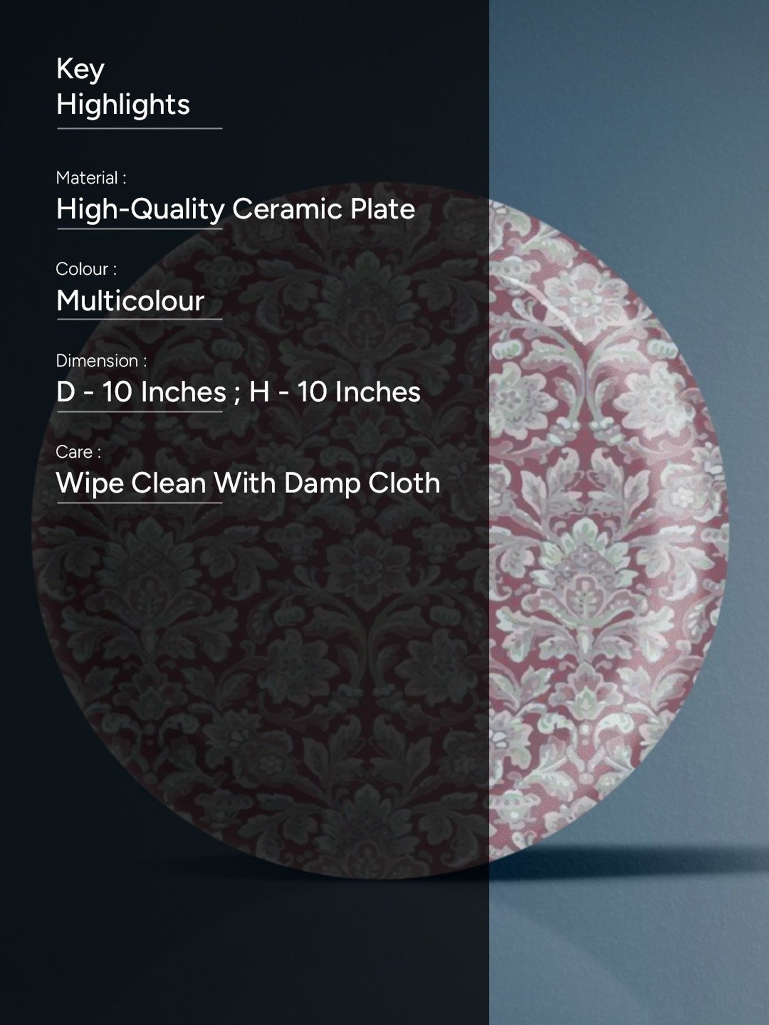 Nestroots Ethnic Floral Multicolor Porcelain Wall Plate