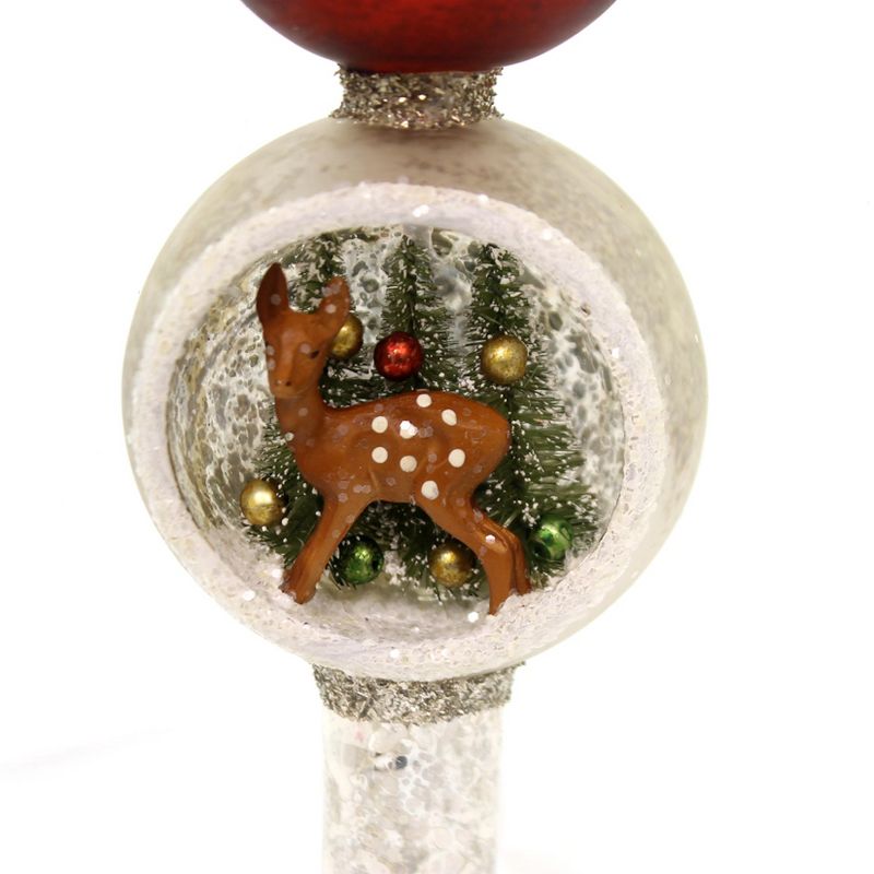 Christmas 13.0" Deer Scene Treetopper Finial Traditional Reflector  -  Tree Toppers