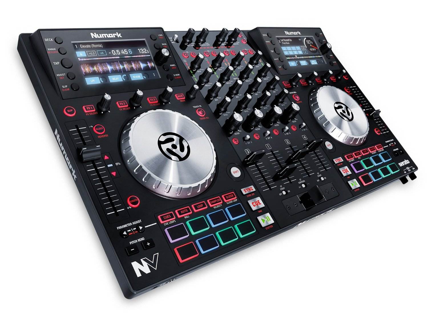 Numark NV DJ Controller for Serato with Intelligent Dual-Display and Touch-Capacitive Knobs