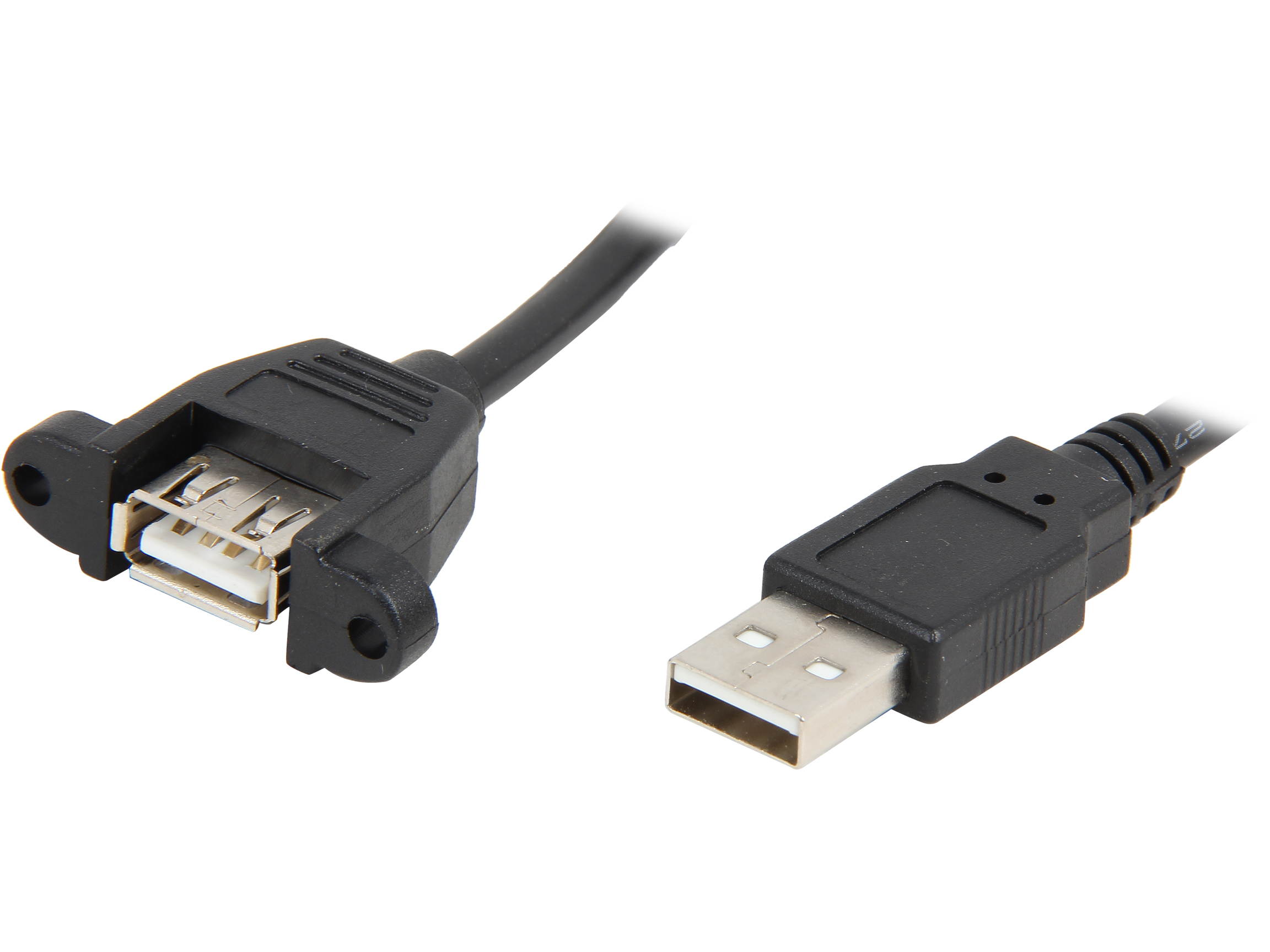 C2G 28064 Panel-Mount USB 2.0 A Male to A Female Cable, Black (3 Feet, 0.91 Meters)
