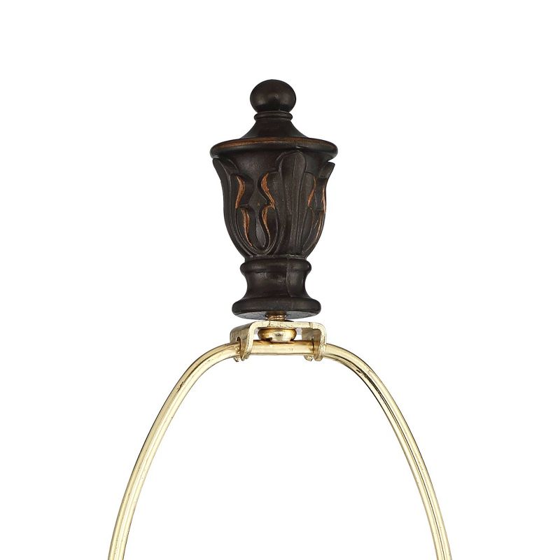 Barnes and Ivy Traditional Table Lamps Set of 2 Leafwork Bronze Vase Light Tan Cut Corner Rectangular Shade Living Room Bedroom