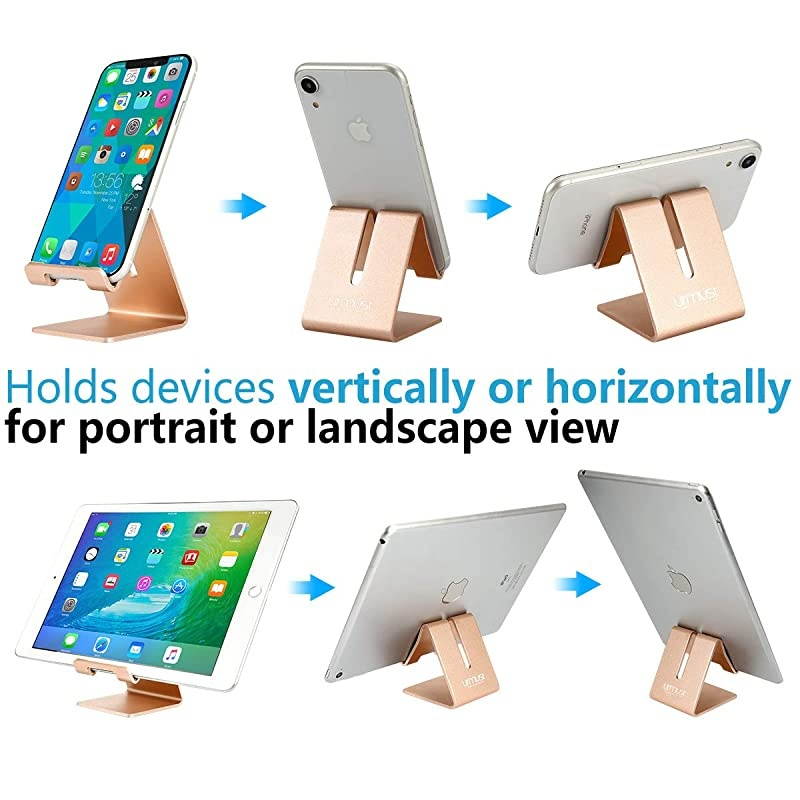 Cell Phone Stand Holder Aluminum Phone Dock Cradle Compatible with Switch, All Android Smartphone, for iPhone 12 11 Pro Xs Xs Max Xr X 8 7 6 6s Plus 5 5s 5c, Accessories (Gold)