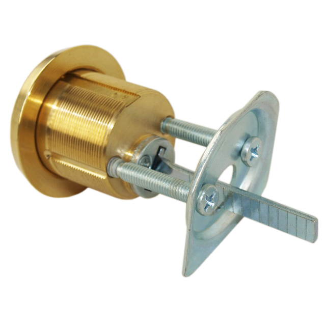 US-1 Lock (Like Mul-T-Lock) H1180315 Solid Rim/Mortise 1-1/8" Cylinder Combo (Interchangeable) Polished Brass US3 Finish With High Security 015 Keyway