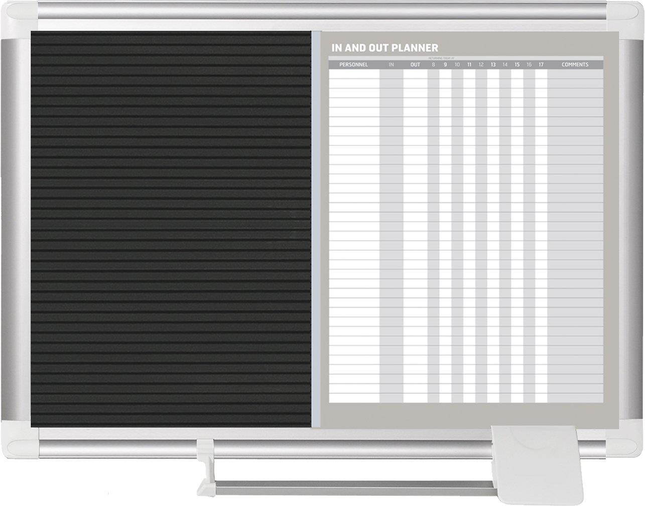 MasterVision In-Out Planning Board Magnetic Dry Erase/Letter Board, 18" x 24", Aluminum Frame