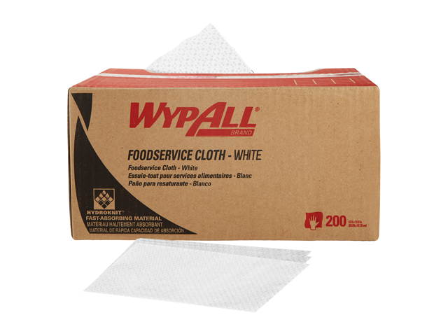WypAll X50 Extended Use Foodservice Towels Reusable Cloths (06053), Quarterfold, White, 1 Box, 200 Sheets