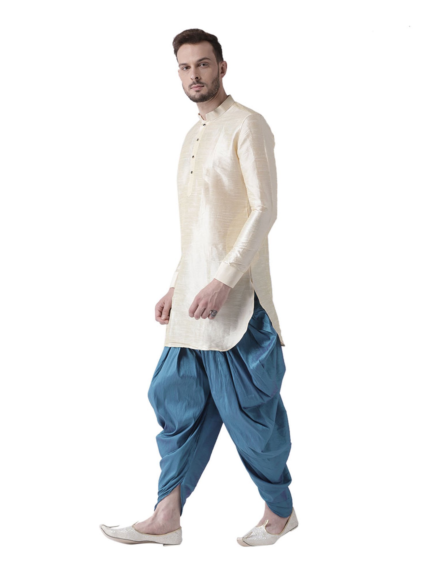 Deyann Beige & Blue Full Sleeves Kurta Set