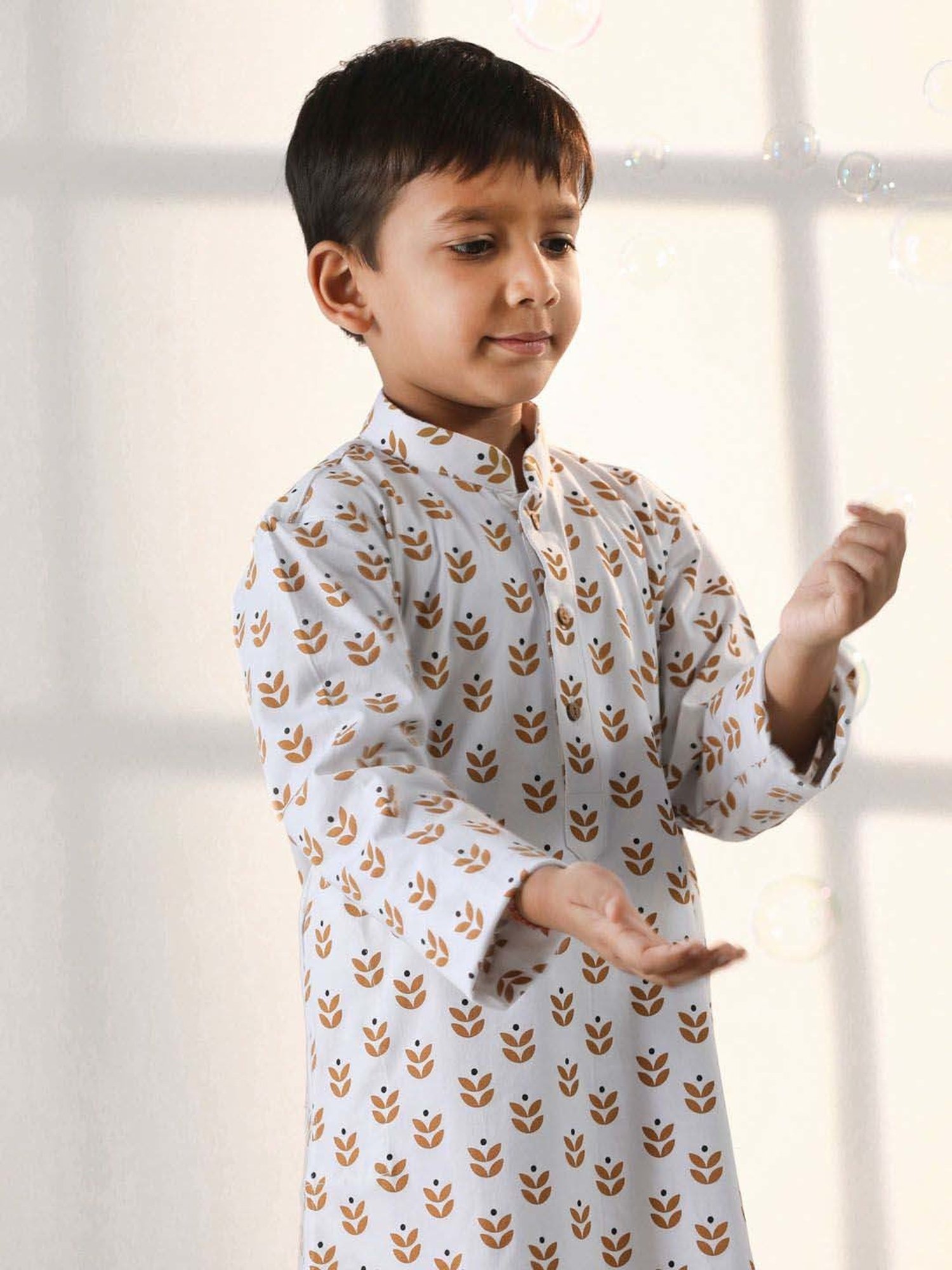 KISAH Kids Multicolor Cotton Printed Full Sleeves Kurta