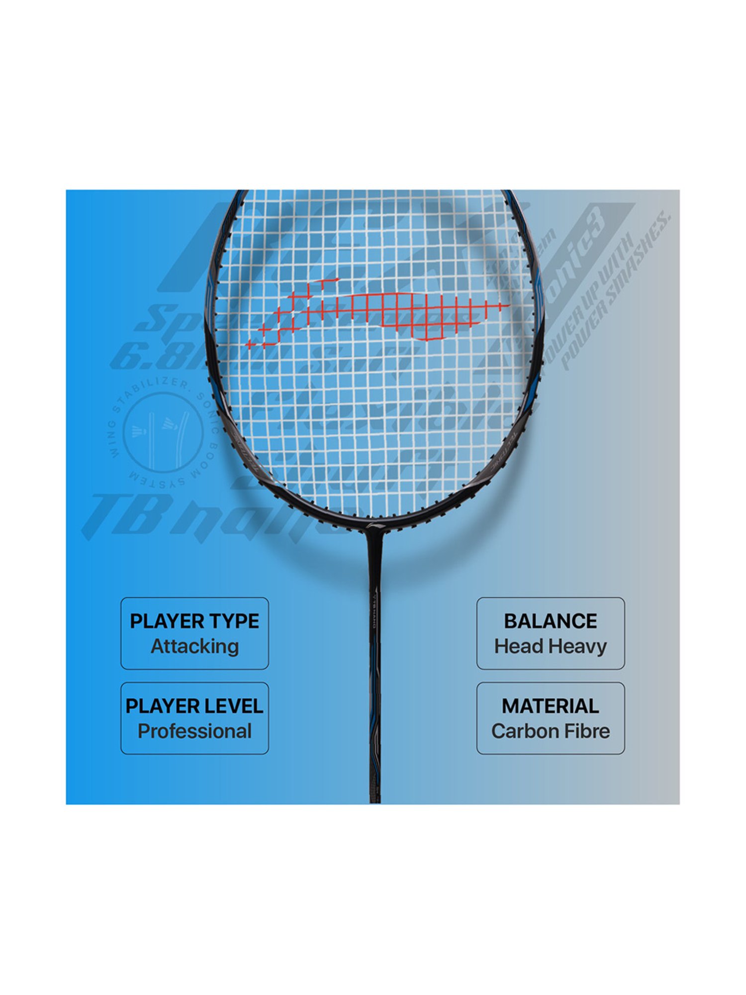 Li-Ning Tectonic 3R Strung Badminton Racket (Black) Size - Medium
