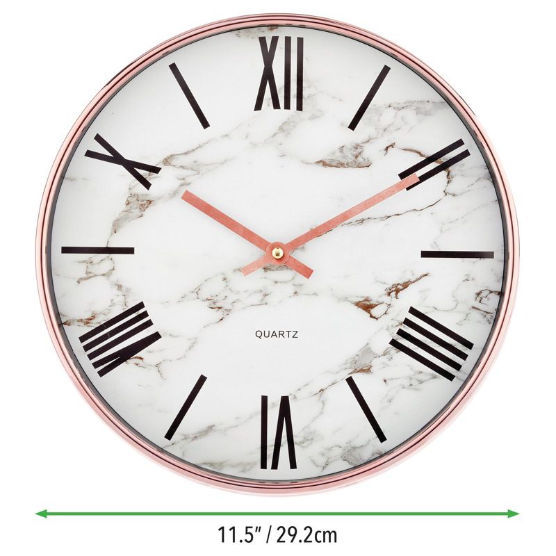 mDesign Modern Wall Clock for the Office, Bedroom, Kitchen - Marble