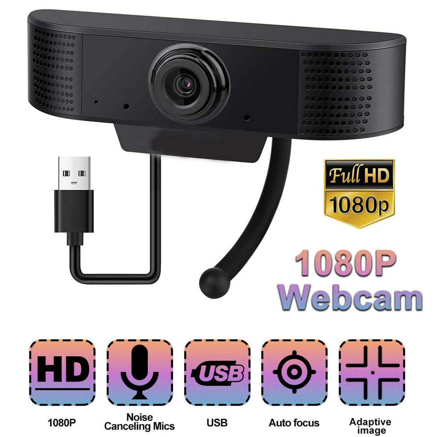 Webcam with Microphone, easyday 1080P HD Webcam Streaming Computer Web Camera for Video Calling Recording Conferencing