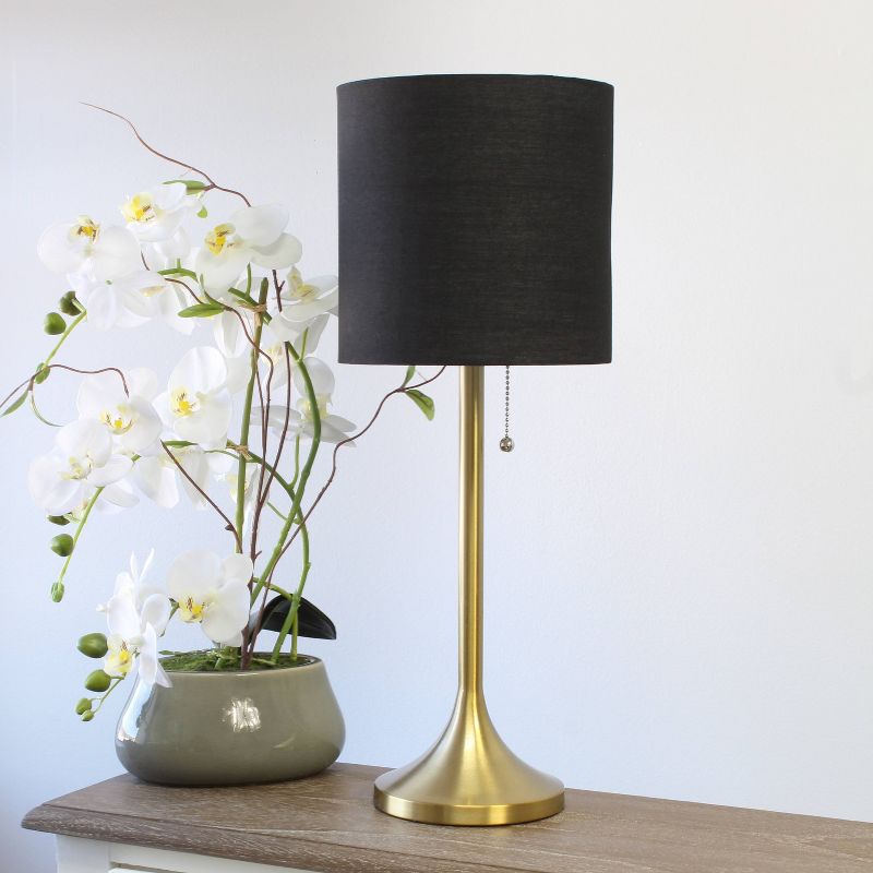 Tapered Desk Lamp with Fabric Drum Shade Black - Simple Designs