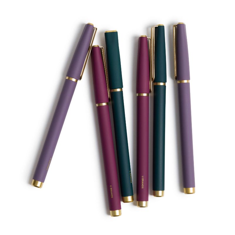 6pk Felt Tip Pens Soft Touch Catalina Emerald/Maroon/Purple Black Ink - U Brands