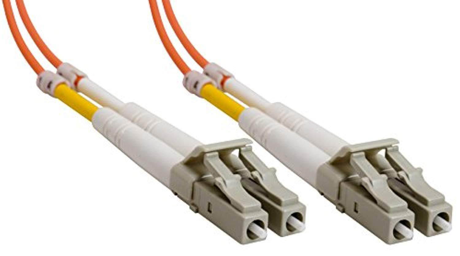 amphenol fo-duallcx2mm-005 lc-lc duplex multimode fiber optic patch cable, 62.5/125 om1, ofnr, 5 m, 16', orange