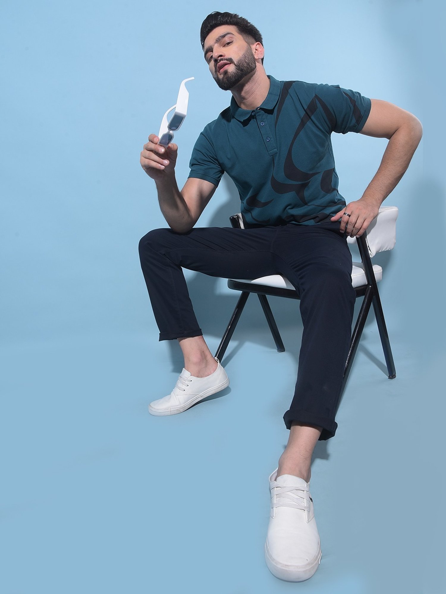 Crimsoune Club Green  Slim Fit Printed Polo T-Shirt