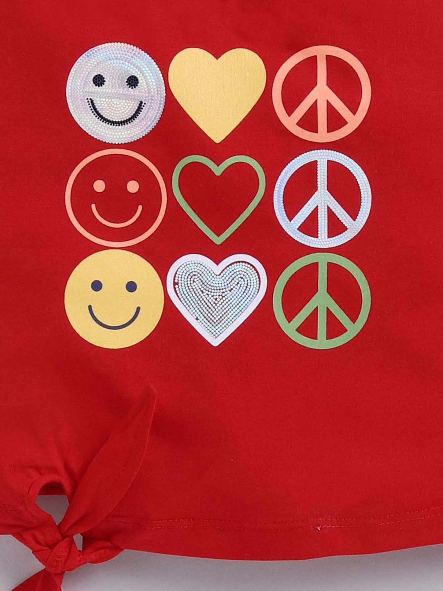 ANNIE Girls Red & White Cotton Printed Top & Short sets