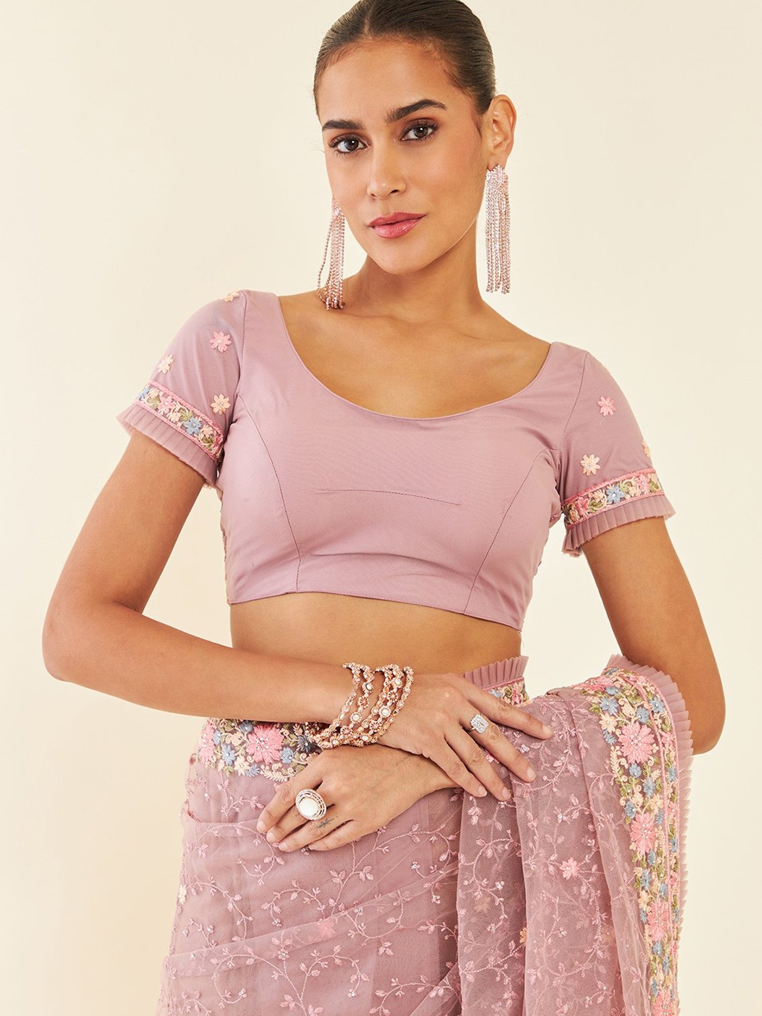 Unnati Silks Red Silk Printed Saree With Unstitched Blouse