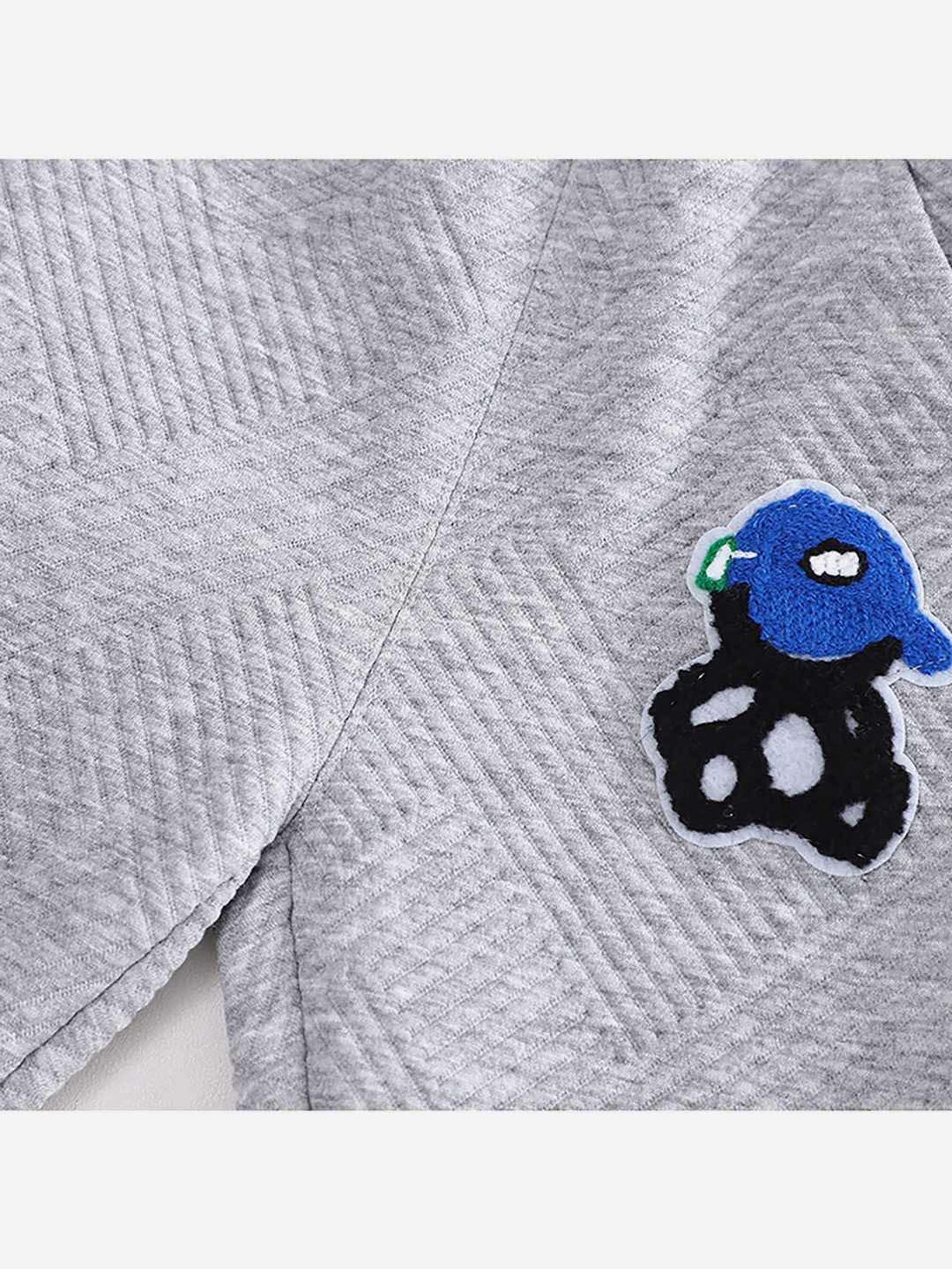 Little Surprise Box Kids White & Grey Textured Pattern Full Sleeves Sweatshirt Set