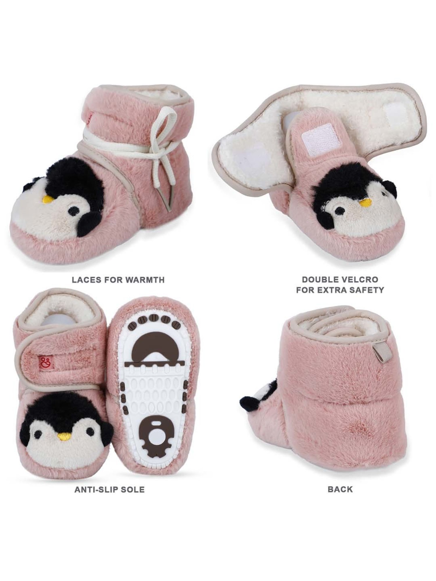 Baby Moo Kids Pink & Black Casual Booties