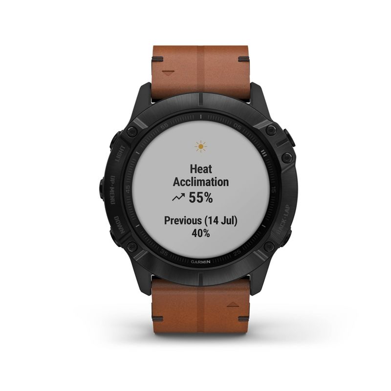 Garmin fenix 6X Sapphire Black - Brown Leather Band