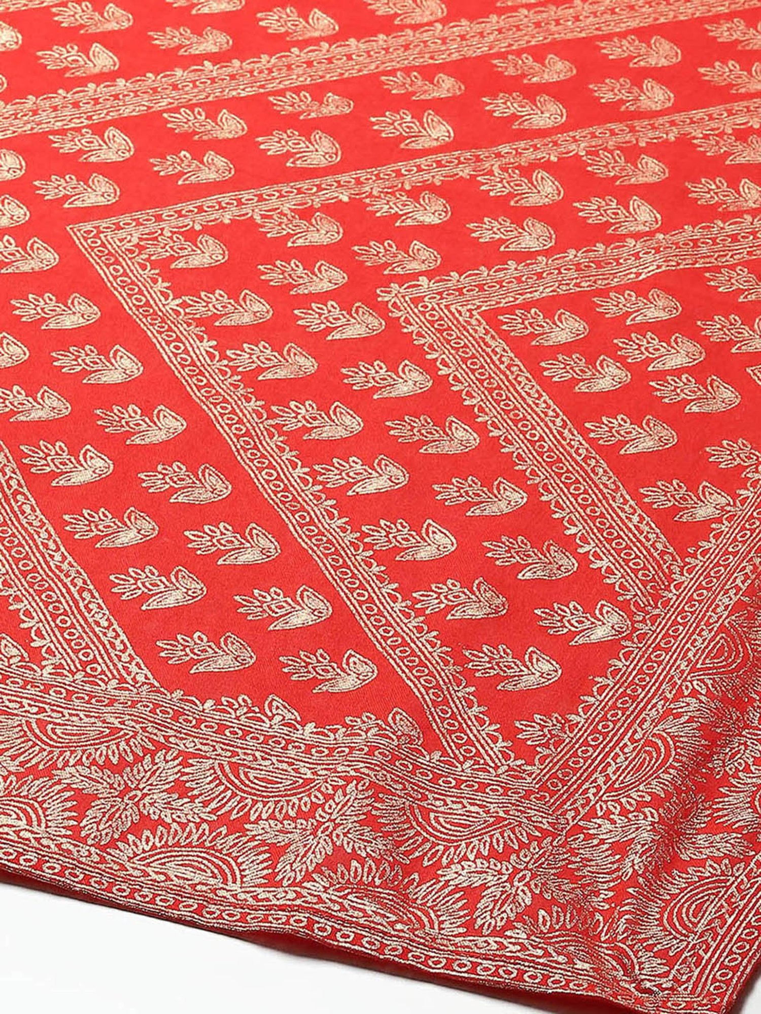 Biba Red Cotton Printed Anarkali Kurta With Churidar & Dupatta