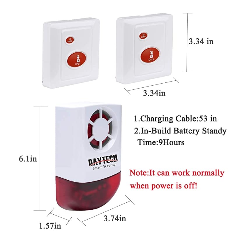 Strobe Siren Panic Alarm Button Siren Alarm with Light for Home Caring Loud Outdoor SOS Alert System 2 Red Flashing Siren and 4 Emergency Button for Store Hotel Jewelry Shop Security