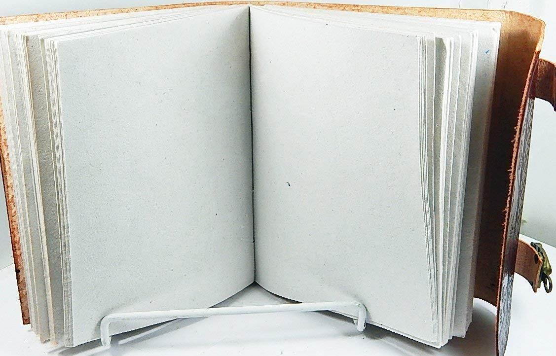 Handmade Large 8" Embossed Leather Journal Celtic two latches blue stone blank personal Diary notebook refillable journal gift (design 3)