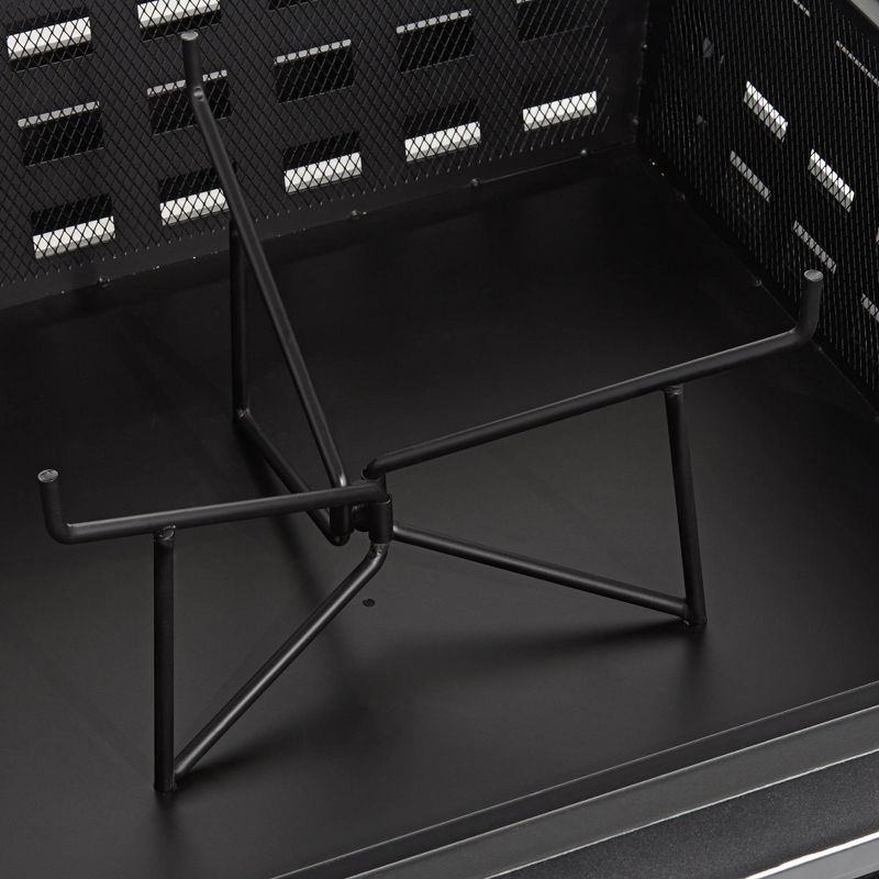 John Timberland Black Outdoor Fire Pit Square 35" Steel Metal Mesh Wood Burning with Spark Screen and Fire Poker for Outside Backyard Patio Camping