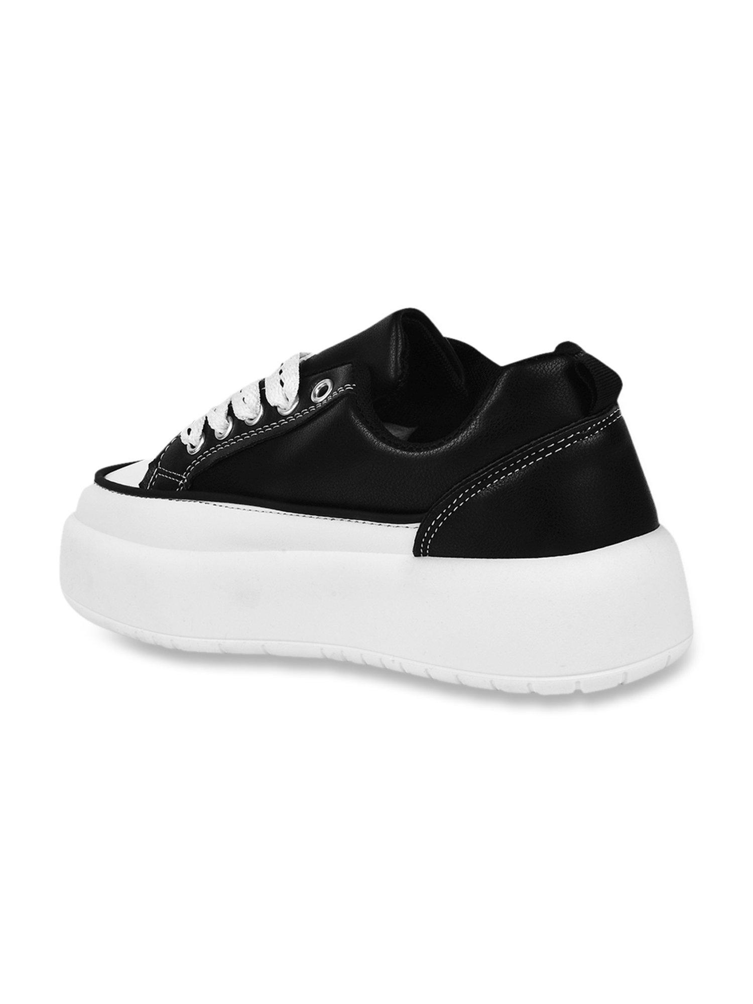 The White Pole Women's Black Casual Sneakers