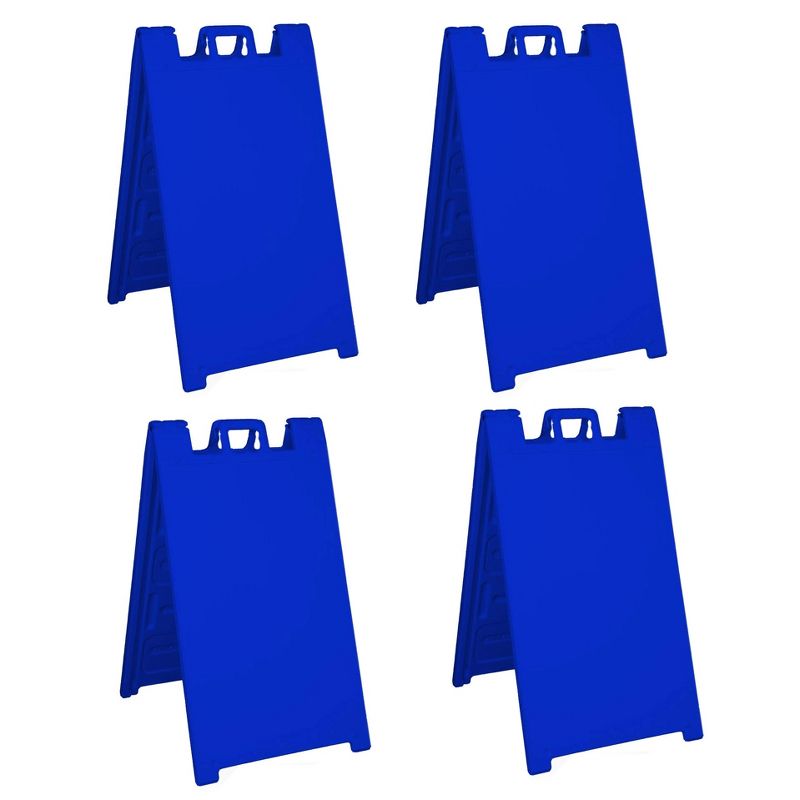 Plasticade Signicade Portable Folding Sidewalk Double Sided Sign Stand for Indoor or Outdoor Use at Parties, Conferences, or Sales, Blue (4 Pack)