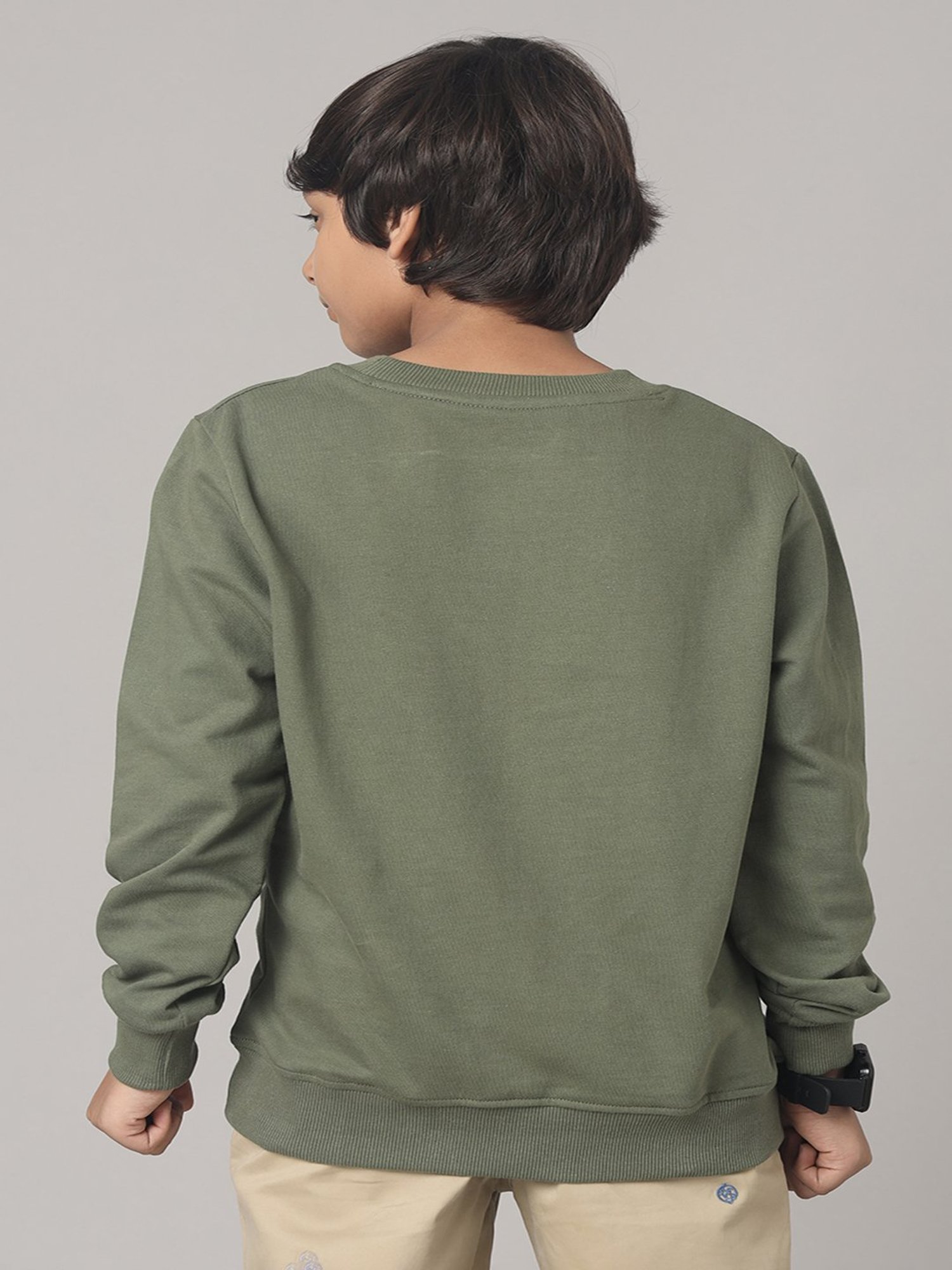 Under Fourteen Only Kids Green Printed Full Sleeves Sweatshirt