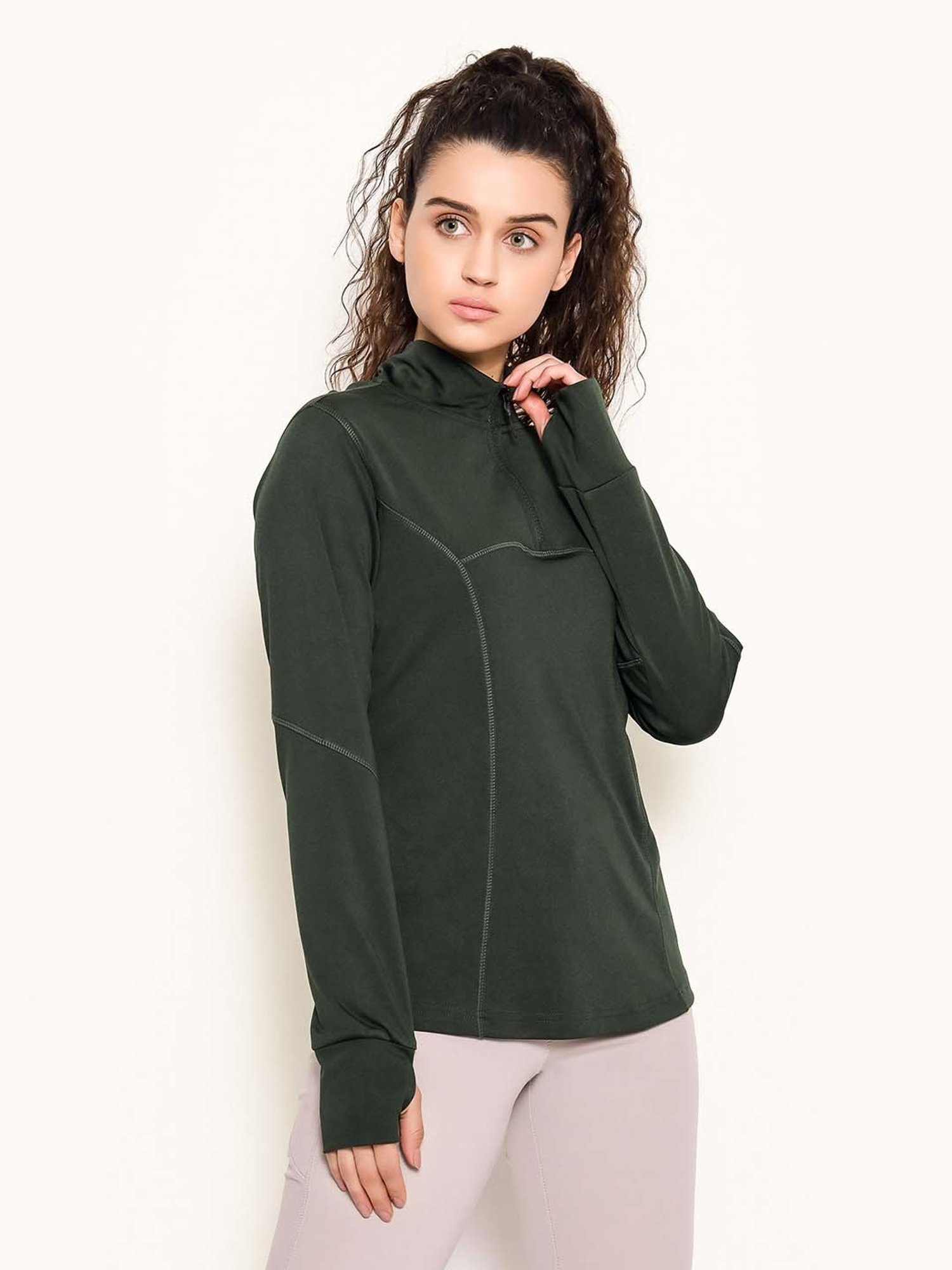 Clovia Green Regular Fit Sports T-Shirt