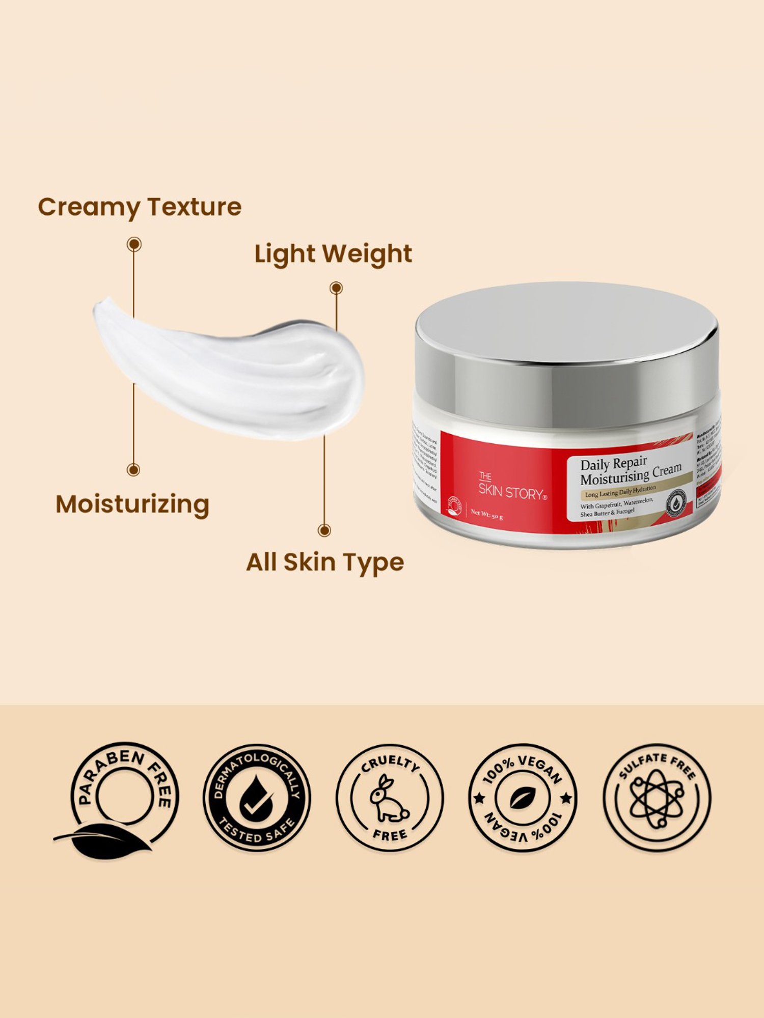 The Skin Story Watermelon & Shea Butter Daily Repair Moisturising Cream - 50 gm