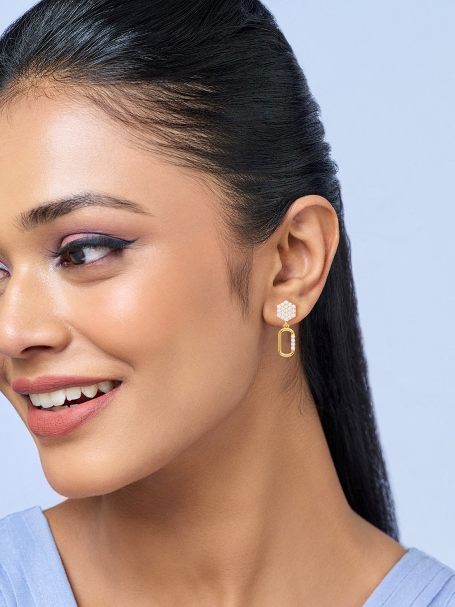 Joyalukkas Gold 22K Sparkling Snowy-Sway Dangler Earrings for Women