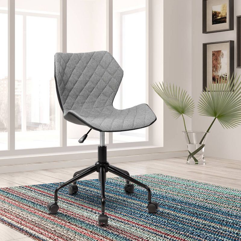 Deluxe Modern Height Adjustable Office Armless Task Chair- Gray- Techni Mobili