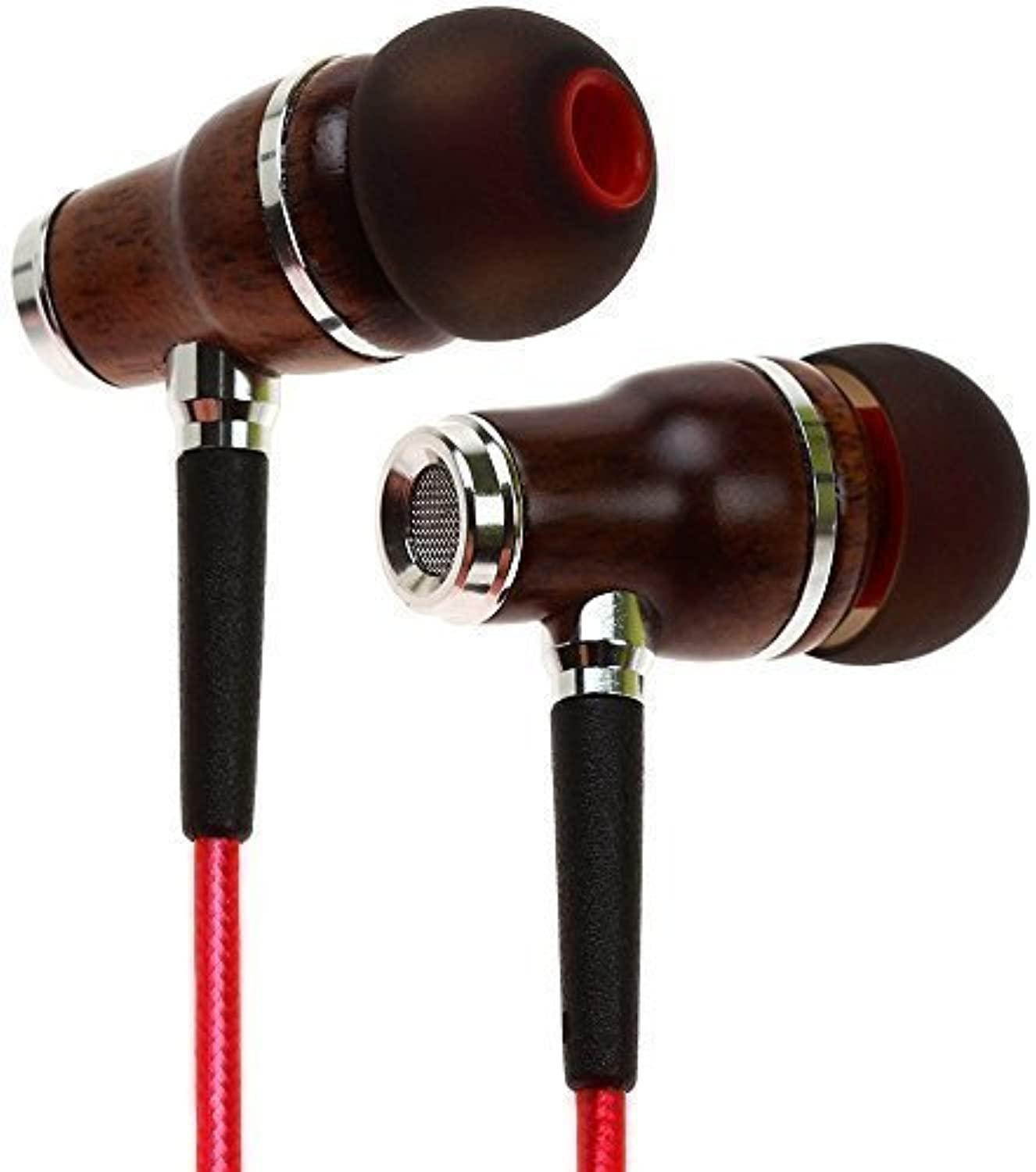 symphonized nrg 2.0 earbuds with microphone, noise isolating headphones earbuds heavy deep bass earphones ear buds, in ear headphones for iphone android phone ipad tablet laptop and more lava red