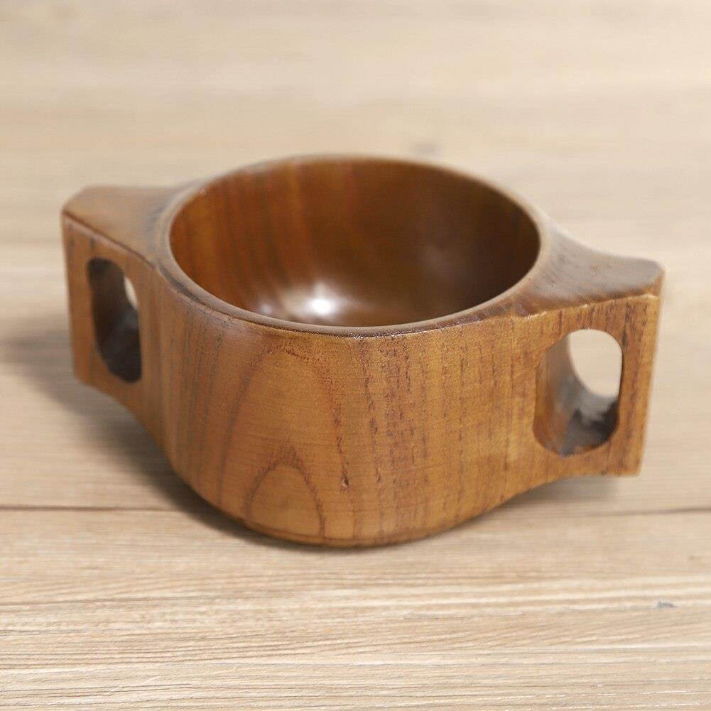 Eco-friendly Wooden Dual Handles Round Baby Feeding Bowl Traning Tableware Kitchen Accessories