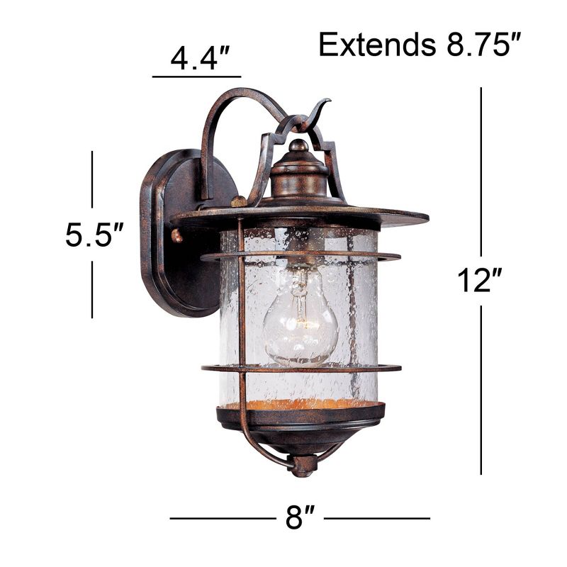 Franklin Iron Works Industrial Rustic Outdoor Light Fixture Vintage Bronze 12" Clear Seedy Glass for Exterior House Porch Patio