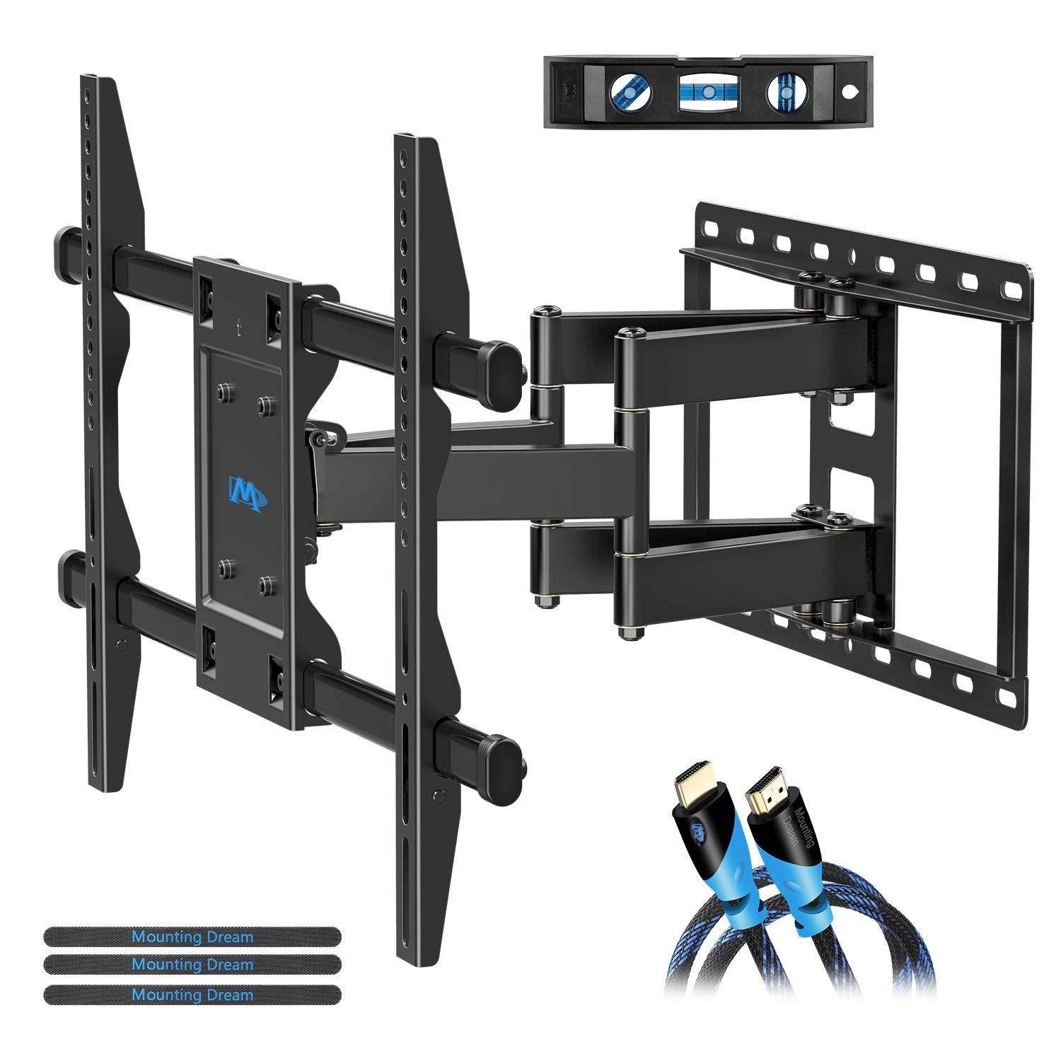 Mounting Dream Full motion TV Wall Mount Bracket for 42-70 Inch LED, LCD and OLED Flat Screen TV, Mount Bracket, up to VESA 600 x 400mm and 100 LBS Loading, MD2296 (2018 Upgraded Version)