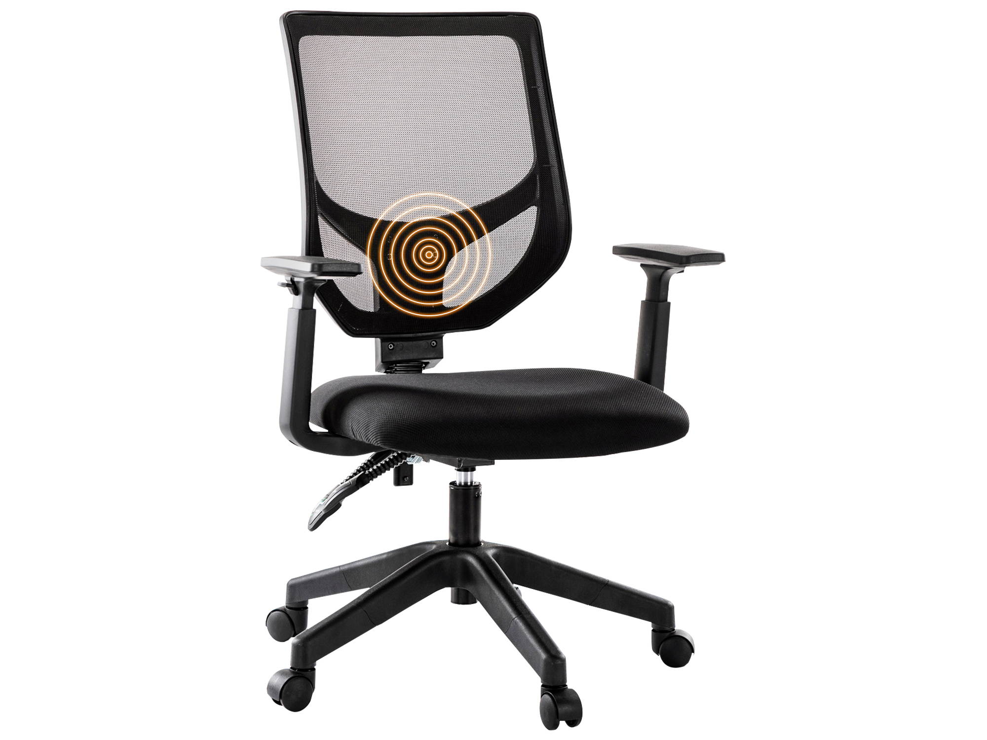 RIMIKING Ergonomic Back Office Chair, Swivel Mid-Back Mesh Back with Height Adjustment and Padded Eco Leather Seat