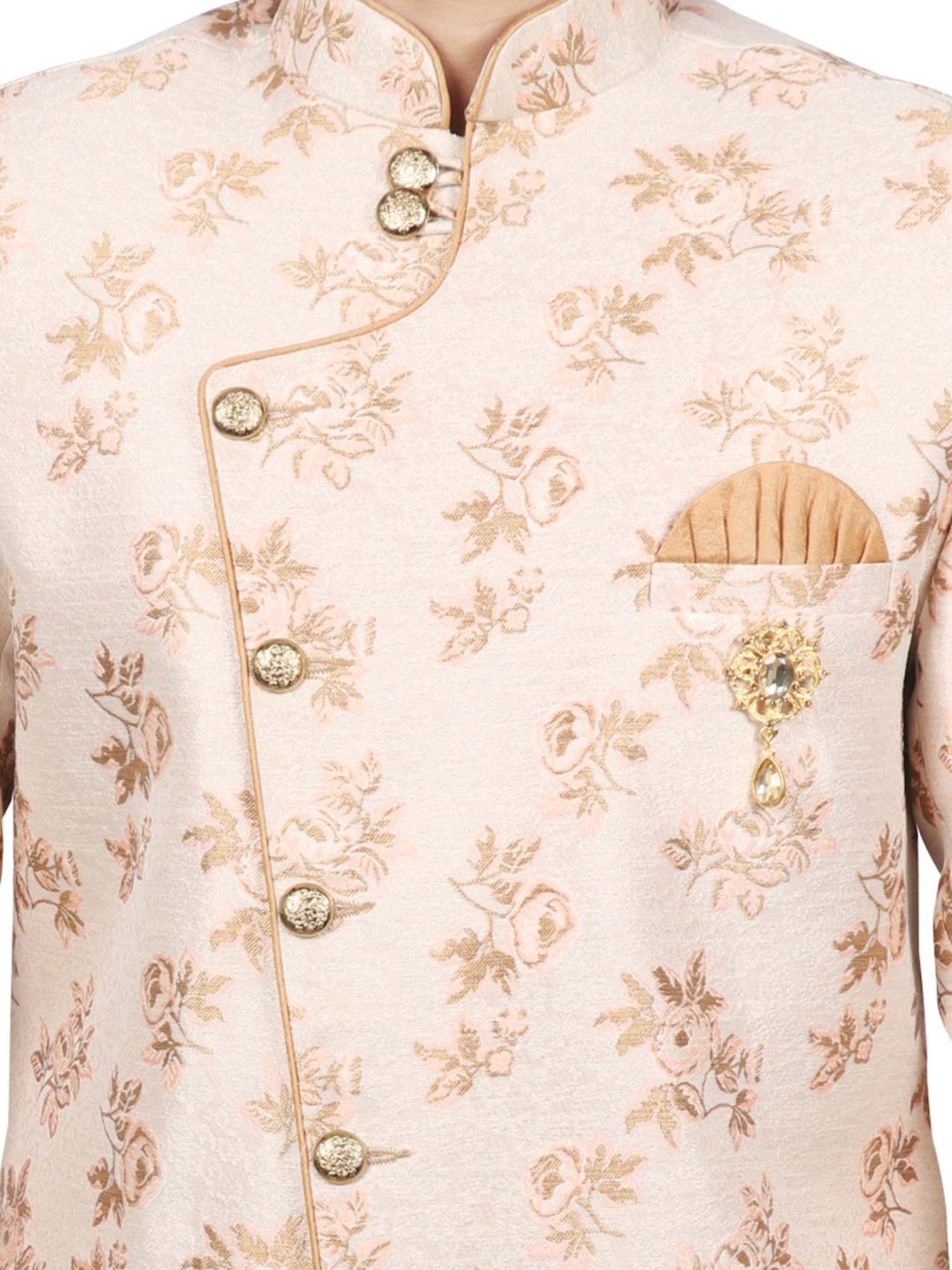 SG RAJASAHAB Peach Regular Fit Printed Kurta Set