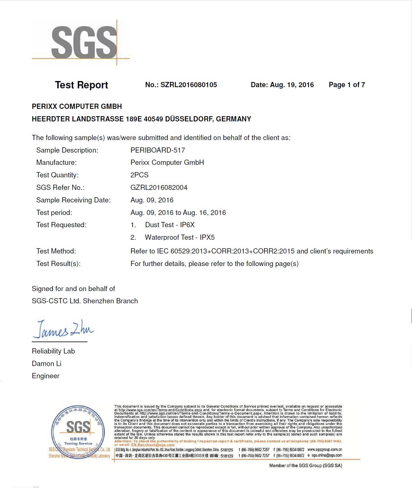 Perixx PERIBOARD-517 Wired Water Proof Keyboard, IP 65 Dust and Water Proof, Black, 24 Anti-Gosting Keys, US English Standard Layout