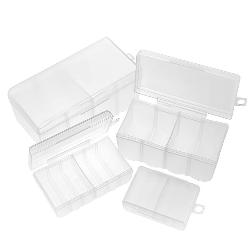 amp Store 4 Battery Storage Containers Organizers Set Store Plastic Case Box AA AAA C D