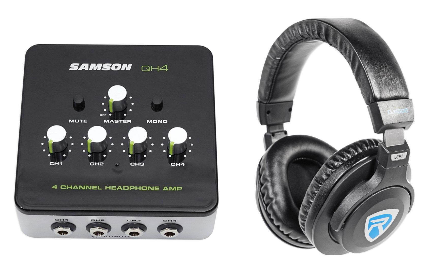 SAMSON QH4 4_Ch Stereo Studio Monitoring Headphone Amplifier Amp DJ Headphones