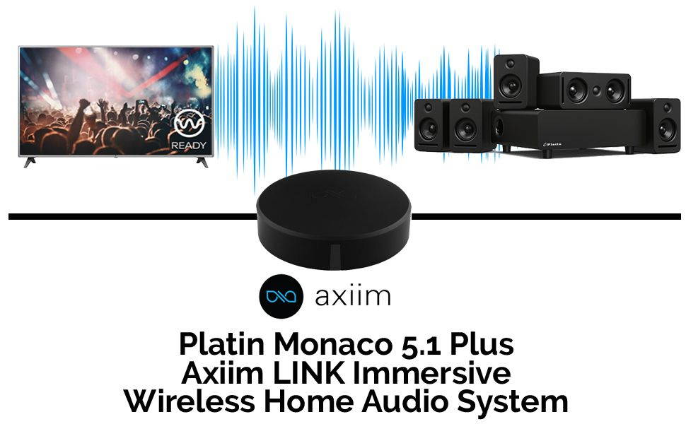 Monaco 5.1 Plus Axiim LINK Immersive Wireless Home Audio system for LG 2019-2020 OLED and NanoCell TVs & Xbox One. Tuned by THX, WiSA, 24-Bit High Resolution Audio System with 270W Total Power